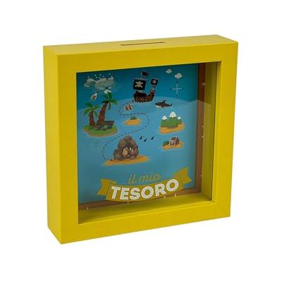 Creative Hucha Decorativa con Marco Amarillo con diseño de Pirata, Caja de ahorros Creative Hucha Decorativa con Marco Amarillo con diseño de Pirata, Caja de ahorros