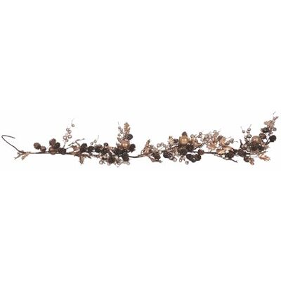 Tivoli Rama Decorativa navideña Dorada con piñas y Bayas L. 120 cm, Xmas Garden Tivoli Rama Decorativa navideña Dorada con piñas y Bayas L. 120 cm, Xmas Garden
