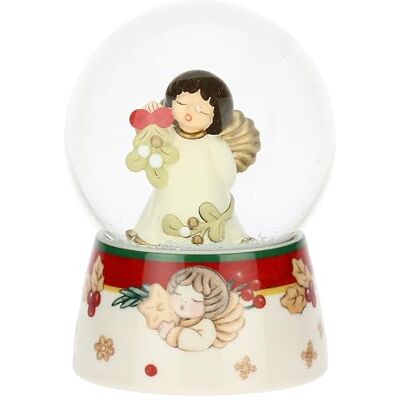 THUN , Boule De Neige Ángel con muérdago de Cristal y cerámica, versión Media, colección navideña, decoración de colección, Idea de Regalo para Navidad, diámetro de 7,9 cm, 11 cm de THUN , Boule De Neige Ángel con muérdago de Cristal y cerámica, versión Media, colección navideña, decoración de colección, Idea de Regalo para Navidad, diámetro de 7,9 cm, 11 cm de