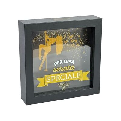 Creative Hucha Decorativa 'per Una Serata Speciale', Marco Negro 16 x 16 cm, diseño Dorado Creative Hucha Decorativa 'per Una Serata Speciale', Marco Negro 16 x 16 cm, diseño Dorado