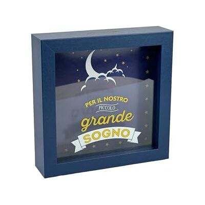Creative Hucha Decorativa per il nostro Piccolo Grande sogno, Marco Azul Noche con Luna, 16 x 16 cm Creative Hucha Decorativa per il nostro Piccolo Grande sogno, Marco Azul Noche con Luna, 16 x 16 cm