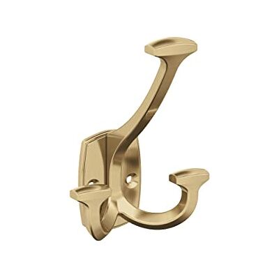 Amerock Vicinity Gancho de pared decorativo tradicional de bronce champán con triple punta Amerock Vicinity Gancho de pared decorativo tradicional de bronce champán con triple punta