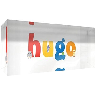 Little Helper recuerdo decorativo de acrílico transparente pulido como diamante estilo illustratif pintado con el nombre de joven niño Hugo 5 x 21 x 2 cm gran Little Helper recuerdo decorativo de acrílico transparente pulido como diamante estilo illustratif pintado con el nombre de joven niño Hugo 5 x 21 x 2 cm gran
