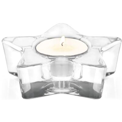 H&H Porta Vela de Cristal, con Forma de Estrella de 5 Puntas, 10, 10 x 10 x 3 cm H&H Porta Vela de Cristal, con Forma de Estrella de 5 Puntas, 10, 10 x 10 x 3 cm