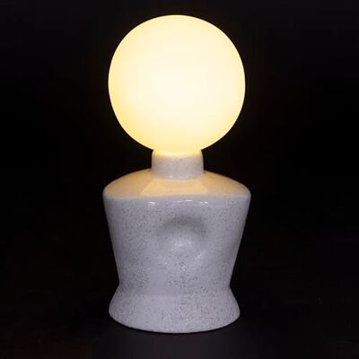 Tivoli Lámpara globo LED a pilas de gres h. 18 cm, base bruta Tivoli Lámpara globo LED a pilas de gres h. 18 cm, base bruta