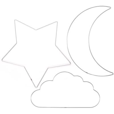Creative Aro de Metal Estrella, Luna y Nube Ø 32 cm x 3 mm-Anillo Metalico Plateado para Atrapasueños, Manualidades y Macramé-3 Unidades, Plata, 32 x 32 cm Creative Aro de Metal Estrella, Luna y Nube Ø 32 cm x 3 mm-Anillo Metalico Plateado para Atrapasueños, Manualidades y Macramé-3 Unidades, Plata, 32 x 32 cm