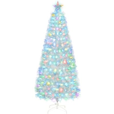 Uten Árbol de Navidad Blanco 180 cm Fibra óptica, 220 Puntas, Luces LED 7 Colores, Ramas PVC ignífugas, Base metálica, decoración Interior Uten Árbol de Navidad Blanco 180 cm Fibra óptica, 220 Puntas, Luces LED 7 Colores, Ramas PVC ignífugas, Base metálica, decoración Interior