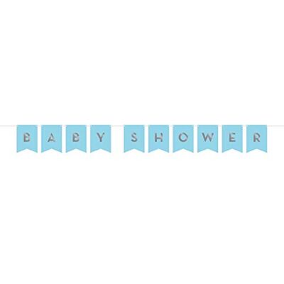 Creative Party PC Cinta para baby shower, color azul y plateado Creative Party PC Cinta para baby shower, color azul y plateado