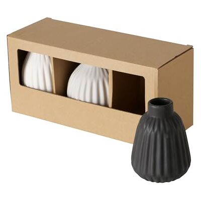 Boltze Esko Jarrón (3 Piezas, Color: Gris/Negro/Blanco, Porcelana, Mate, Altura 11 cm, diámetro 8 cm, Redondo, Hecho a Mano, Impermeable, diseño Minimalista, florero, decoración) Boltze Esko Jarrón (3 Piezas, Color: Gris/Negro/Blanco, Porcelana, Mate, Altura 11 cm, diámetro 8 cm, Redondo, Hecho a Mano, Impermeable, diseño Minimalista, florero, decoración)