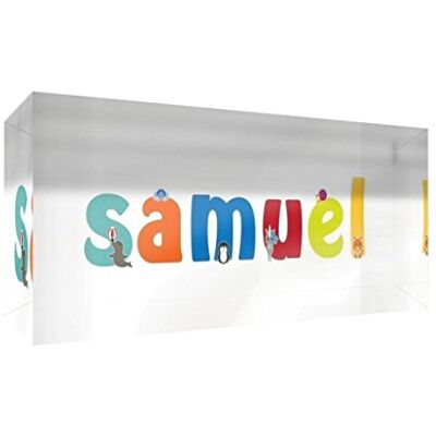 Little Helper recuerdo decorativo de acrílico transparente pulido como diamante estilo illustratif pintado con el nombre de joven niño Samuel 5 x 21 x 2 cm gran Little Helper recuerdo decorativo de acrílico transparente pulido como diamante estilo illustratif pintado con el nombre de joven niño Samuel 5 x 21 x 2 cm gran