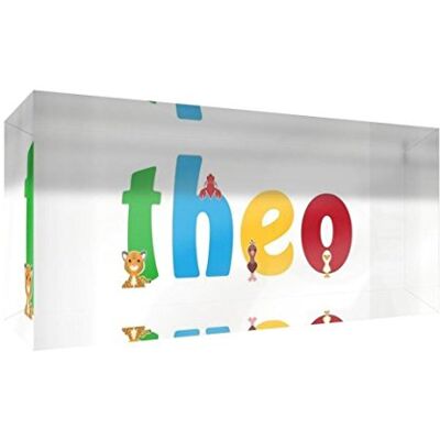 Little Helper recuerdo decorativo de acrílico transparente pulido como diamante estilo illustratif pintado con el nombre de joven niño Theo 5 x 21 x 2 cm gran Little Helper recuerdo decorativo de acrílico transparente pulido como diamante estilo illustratif pintado con el nombre de joven niño Theo 5 x 21 x 2 cm gran