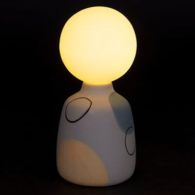Tivoli Lámpara globo LED a pilas de gres h. 18 cm, base círculos Tivoli Lámpara globo LED a pilas de gres h. 18 cm, base círculos