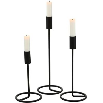 Boltze Fio Juego de 3 candelabros Negros de diseño Moderno para Velas cónicas, portavelas Boltze Fio Juego de 3 candelabros Negros de diseño Moderno para Velas cónicas, portavelas