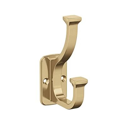 Amerock Alder Gancho decorativo de pared de bronce champán de doble punta Amerock Alder Gancho decorativo de pared de bronce champán de doble punta