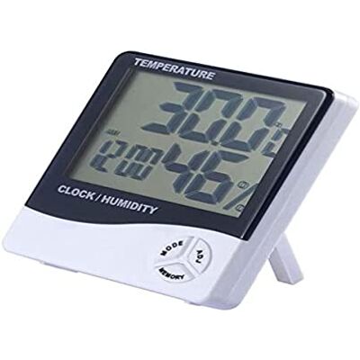 LEOFLA Reloj con fecha y pantalla LCD de 12/24 horas, alarma, termómetro e higrómetro LEOFLA Reloj con fecha y pantalla LCD de 12/24 horas, alarma, termómetro e higrómetro
