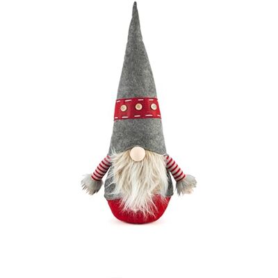 Excelsa Gnomo Tope para puerta de Navidad, color gris y rojo, tela con botones decorativos, 56 cm, diseño escandinavo con barba y sombrero puntiagudo Excelsa Gnomo Tope para puerta de Navidad, color gris y rojo, tela con botones decorativos, 56 cm, diseño escandinavo con barba y sombrero puntiagudo