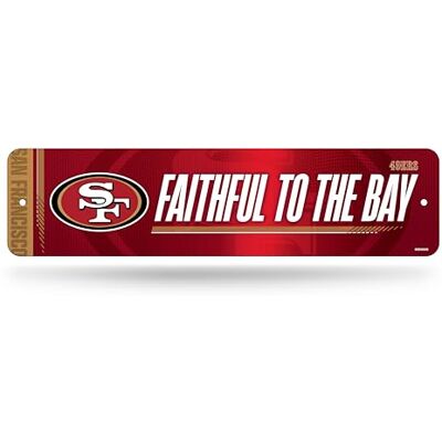 Rico Industries NFL Football San Francisco 49ers Letrero de calle de metal de 4 x 15 pulgadas, decoración del hogar, dormitorio, oficina, cueva de hombre Rico Industries NFL Football San Francisco 49ers Letrero de calle de metal de 4 x 15 pulgadas, decoración del hogar, dormitorio, oficina, cueva de hombre