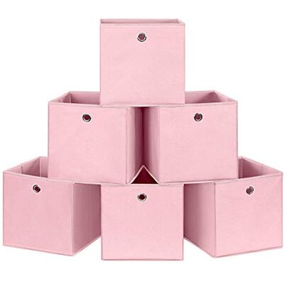 SONGMICS RFB02-3 Juego de Cajas de Tela - Cubo, Rosa SONGMICS RFB02-3 Juego de Cajas de Tela - Cubo, Rosa