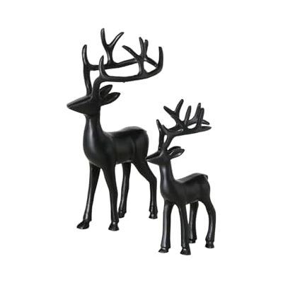 Boltze Figura Thielo (2 Piezas, Altura 25-35 cm, Color Negro, Figura de Alce, Figura Decorativa, decoración) , Normal Boltze Figura Thielo (2 Piezas, Altura 25-35 cm, Color Negro, Figura de Alce, Figura Decorativa, decoración) , Normal