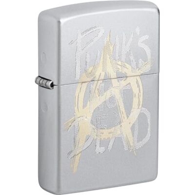 Zippo Encendedor a Prueba de Viento Punk's Not Dead Acabado Cromo Satinado con Grabado Láser Recargable Reutilizable Diseño a Prueba de Viento Caja de Regalo Hecho en EEUU Zippo Encendedor a Prueba de Viento Punk's Not Dead Acabado Cromo Satinado con Grabado Láser Recargable Reutilizable Diseño a Prueba de Viento Caja de Regalo Hecho en EEUU