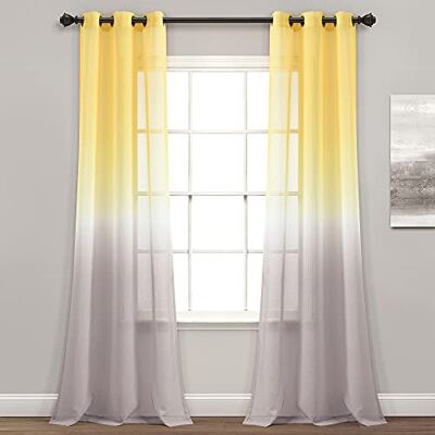 Lush Decor Umbre Fiesta Cortinas Transparentes para Ventana, 213,4 cm de Largo x 96,5 cm de Ancho, Amarillo y Gris Lush Decor Umbre Fiesta Cortinas Transparentes para Ventana, 213,4 cm de Largo x 96,5 cm de Ancho, Amarillo y Gris