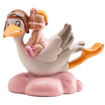 dekora - Figura de Decoracion Bautizo Niño-Cigüeña con Bebé, 10 cm, Elaborada en Resina, Adorno para Tartas de Bautizo y Baby Shower Diseño Original y Detallado Apto para Contacto Alimentario dekora - Figura de Decoracion Bautizo Niño-Cigüeña con Bebé, 10 cm, Elaborada en Resina, Adorno para Tartas de Bautizo y Baby Shower Diseño Original y Detallado Apto para Contacto Alimentario