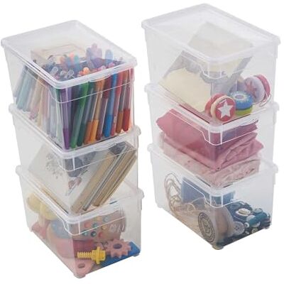 Sundis Clear Box, 6 cajas de almacenamiento 5L de plástico transparente, con tapa, superponibles y apilables Sundis Clear Box, 6 cajas de almacenamiento 5L de plástico transparente, con tapa, superponibles y apilables