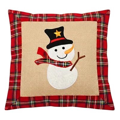SHATCHI Hessian Home Dormitorio Oficina Decoración Arpillera Algodón Lino Impreso Fundas de Almohada Reno/Muñeco de Nieve/Robin/Pudín de Navidad, 40 x 40 cm SHATCHI Hessian Home Dormitorio Oficina Decoración Arpillera Algodón Lino Impreso Fundas de Almohada Reno/Muñeco de Nieve/Robin/Pudín de Navidad, 40 x 40 cm