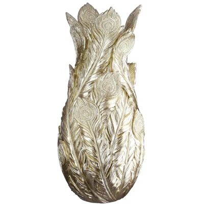 Gilde Jarrón Pavoa de Resina – Dorado – Brillante – diseño de Plumas de Pavo Real – Altura 40 cm x diámetro 19 cm – jarrón Decorativo Gilde Jarrón Pavoa de Resina – Dorado – Brillante – diseño de Plumas de Pavo Real – Altura 40 cm x diámetro 19 cm – jarrón Decorativo
