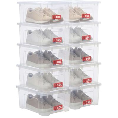 Sundis View Box, lote 10 cajas almacenaje plastico con tapa, 10l de capacidad, transparentes, apilables y combinables, ideales para objetos pequeños del hogar y la oficina Sundis View Box, lote 10 cajas almacenaje plastico con tapa, 10l de capacidad, transparentes, apilables y combinables, ideales para objetos pequeños del hogar y la oficina