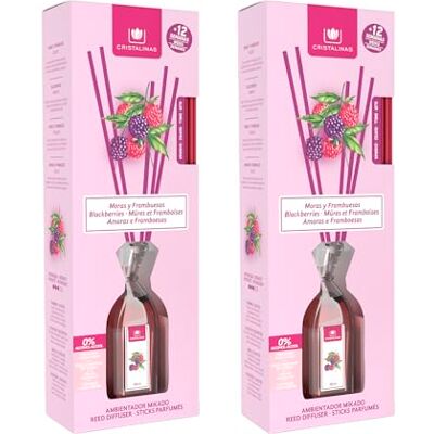 CRISTALINAS Pack 2 Ambientador Mikado Larga Duración 12 Semanas 2x90ml 0% Alcohol (Moras y Frambuesas, 90ml) CRISTALINAS Pack 2 Ambientador Mikado Larga Duración 12 Semanas 2x90ml 0% Alcohol (Moras y Frambuesas, 90ml)