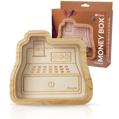 Fisura – Hucha de Madera Infantil con Forma de Caja registradora. Hucha Transparente Original para Monedas y Billetes. Madera y metacrilato. 19 cm x 17,5 cm Fisura – Hucha de Madera Infantil con Forma de Caja registradora. Hucha Transparente Original para Monedas y Billetes. Madera y metacrilato. 19 cm x 17,5 cm