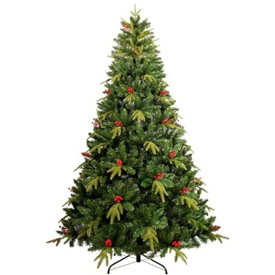 Uten Árbol de Navidad Artificial 180 cm, Realista PE Árbol Decoración Interior, 950 Aspecto Natural Puntas de PVC y PE, 31 Grupo Bayas Rojas, Rama de Bisagra, Base de Metal, Reutilizable Uten Árbol de Navidad Artificial 180 cm, Realista PE Árbol Decoración Interior, 950 Aspecto Natural Puntas de PVC y PE, 31 Grupo Bayas Rojas, Rama de Bisagra, Base de Metal, Reutilizable