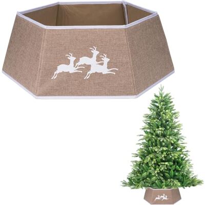 SHATCHI Falda de árbol de Navidad Plegable de arpillera de 26.8 Pulgadas, Soporte de Base para el Cuello, Tronco, Canasta, Anillo para decoración de árbol SHATCHI Falda de árbol de Navidad Plegable de arpillera de 26.8 Pulgadas, Soporte de Base para el Cuello, Tronco, Canasta, Anillo para decoración de árbol
