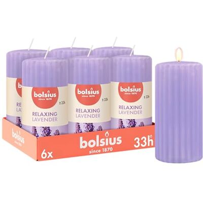 Bolsius Velas con aroma 6 unidades 12 cm estriadas lavanda violeta velas perfumadas Extractos naturales Contiene cera vegana Sin aceite de palma Bolsius Velas con aroma 6 unidades 12 cm estriadas lavanda violeta velas perfumadas Extractos naturales Contiene cera vegana Sin aceite de palma