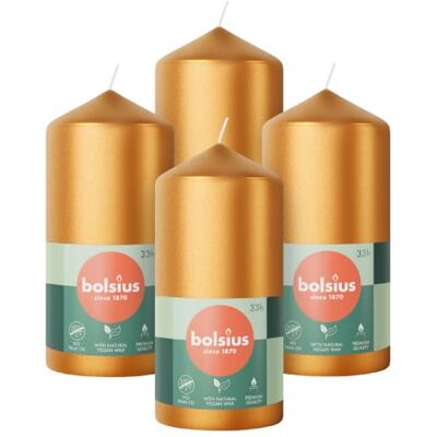 Set de Velas Metálicas Doradas Bolsius - 33h Sin Aroma Set de Velas Metálicas Doradas Bolsius - 33h Sin Aroma