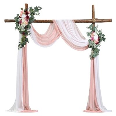 VEVOR Kit de Arco de Flores Artificiales Rosas para Bodas, con Cortinas, 2 Piezas de Arreglos Florales, 2 Piezas de Cortinas Transparentes, para Decoración de Ramos de Ceremonia, Recepción y Fondo VEVOR Kit de Arco de Flores Artificiales Rosas para Bodas, con Cortinas, 2 Piezas de Arreglos Florales, 2 Piezas de Cortinas Transparentes, para Decoración de Ramos de Ceremonia, Recepción y Fondo
