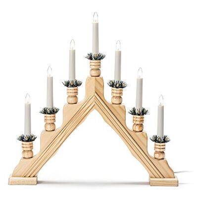 Konstsmide 2285 – 100 – Candelabro de madera con velas, madera, natural Konstsmide 2285 – 100 – Candelabro de madera con velas, madera, natural