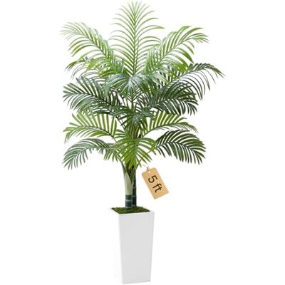 VEVOR Palmera Areca Artificial, Planta Tropical de Imitación con Maceta Alta Blanca, a Decoración de Hogar, Oficina, Sala de Estar, Inauguración de Casa, Interior, Exterior, 1000 x 790 x 1550 mm VEVOR Palmera Areca Artificial, Planta Tropical de Imitación con Maceta Alta Blanca, a Decoración de Hogar, Oficina, Sala de Estar, Inauguración de Casa, Interior, Exterior, 1000 x 790 x 1550 mm