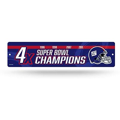 Rico Industries NFL New York Giants Letrero de calle de plástico con 4 campeones Decoración del hogar Cartel de pared Rico Industries NFL New York Giants Letrero de calle de plástico con 4 campeones Decoración del hogar Cartel de pared
