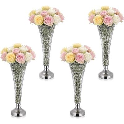 VEVOR Jarrones Decorativos, Paquete de 4 Piezas, Floreros de Trompeta de Cristal, Altura de 51 cm, Centro de Mesa para Boda, Diseño Moderno, Decoración para Banquete Ceremonia Fiesta Recepción Hogar VEVOR Jarrones Decorativos, Paquete de 4 Piezas, Floreros de Trompeta de Cristal, Altura de 51 cm, Centro de Mesa para Boda, Diseño Moderno, Decoración para Banquete Ceremonia Fiesta Recepción Hogar