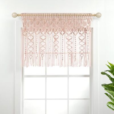 Lush Decor Cenefa de algodón con Textura de macramé Bohemio, 101,6 de Ancho x 76,2 cm de Largo, Cortinas de Cocina o baño y decoración de Pared, Color Rubor Lush Decor Cenefa de algodón con Textura de macramé Bohemio, 101,6 de Ancho x 76,2 cm de Largo, Cortinas de Cocina o baño y decoración de Pared, Color Rubor