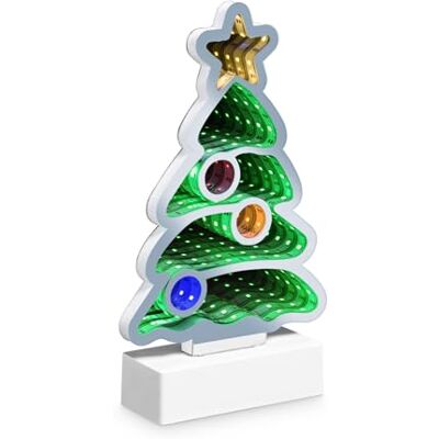 Idena Árbol de Navidad LED Infinity Mirror, aprox. 27 x 8 x 40 cm, lámpara decorativa con 156 LED SMD y efecto 3D, decoración navideña, con fuente de alimentación y cable de 3 m Idena Árbol de Navidad LED Infinity Mirror, aprox. 27 x 8 x 40 cm, lámpara decorativa con 156 LED SMD y efecto 3D, decoración navideña, con fuente de alimentación y cable de 3 m