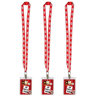 Beistle Pase de fiesta VIP de 3 piezas, tela de plástico, multicolor Beistle Pase de fiesta VIP de 3 piezas, tela de plástico, multicolor