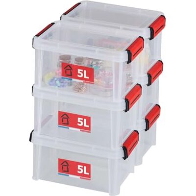 Sundis Clip'N Store, 6 cajas almacenaje con tapa, 5l de capacidad, plastico transparente, reforzados, aptas para alimentos, paredes rectas, apilables y combinables Sundis Clip'N Store, 6 cajas almacenaje con tapa, 5l de capacidad, plastico transparente, reforzados, aptas para alimentos, paredes rectas, apilables y combinables