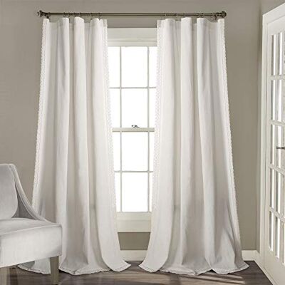 Lush Decor Rosalie Cortinas para Ventana, Estilo rústico, Juego de Paneles para salón, Comedor, Dormitorio (par), Blanco, 84" L Panel Pair Lush Decor Rosalie Cortinas para Ventana, Estilo rústico, Juego de Paneles para salón, Comedor, Dormitorio (par), Blanco, 84" L Panel Pair
