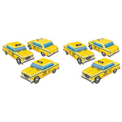 Beistle Centros de Mesa tridimensionales de Taxi de 6 Piezas, Decoraciones de Fiesta de la Ciudad de Nueva York, 4 x 10.5 Pulgadas, Amarillo/Negro/Blanco Beistle Centros de Mesa tridimensionales de Taxi de 6 Piezas, Decoraciones de Fiesta de la Ciudad de Nueva York, 4 x 10.5 Pulgadas, Amarillo/Negro/Blanco