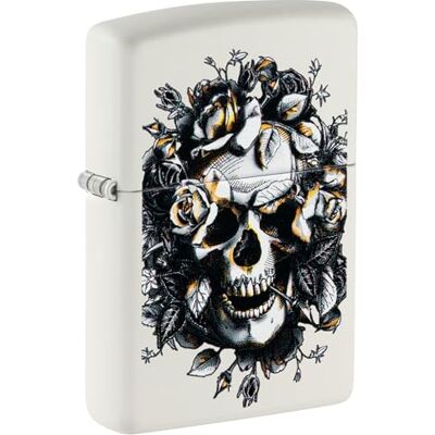 Zippo Encendedor a Prueba de Viento Skull and Roses, White Matte, Color Image Recargable Reutilizable Diseño a Prueba de Viento Caja Regalo Fabricado en Estados Unidos Zippo Encendedor a Prueba de Viento Skull and Roses, White Matte, Color Image Recargable Reutilizable Diseño a Prueba de Viento Caja Regalo Fabricado en Estados Unidos