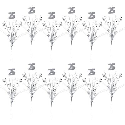Beistle -12 piezas de centro de mesa de estrella metálica con purpurina número 25 para fiesta de aniversario, decoraciones de cumpleaños 25, alambre de plástico, color plateado Beistle -12 piezas de centro de mesa de estrella metálica con purpurina número 25 para fiesta de aniversario, decoraciones de cumpleaños 25, alambre de plástico, color plateado