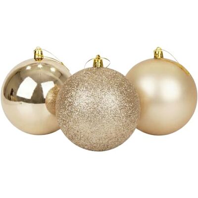 SHATCHI Juego de 3 Bolas de champán Grandes de PVC inastillables de 20 cm, Acabado Brillante, Mate, con Acabado Brillante, Juego Surtido de Bolas de Navidad, Decoraciones Colgantes Festivas para árbol de SHATCHI Juego de 3 Bolas de champán Grandes de PVC inastillables de 20 cm, Acabado Brillante, Mate, con Acabado Brillante, Juego Surtido de Bolas de Navidad, Decoraciones Colgantes Festivas para árbol de